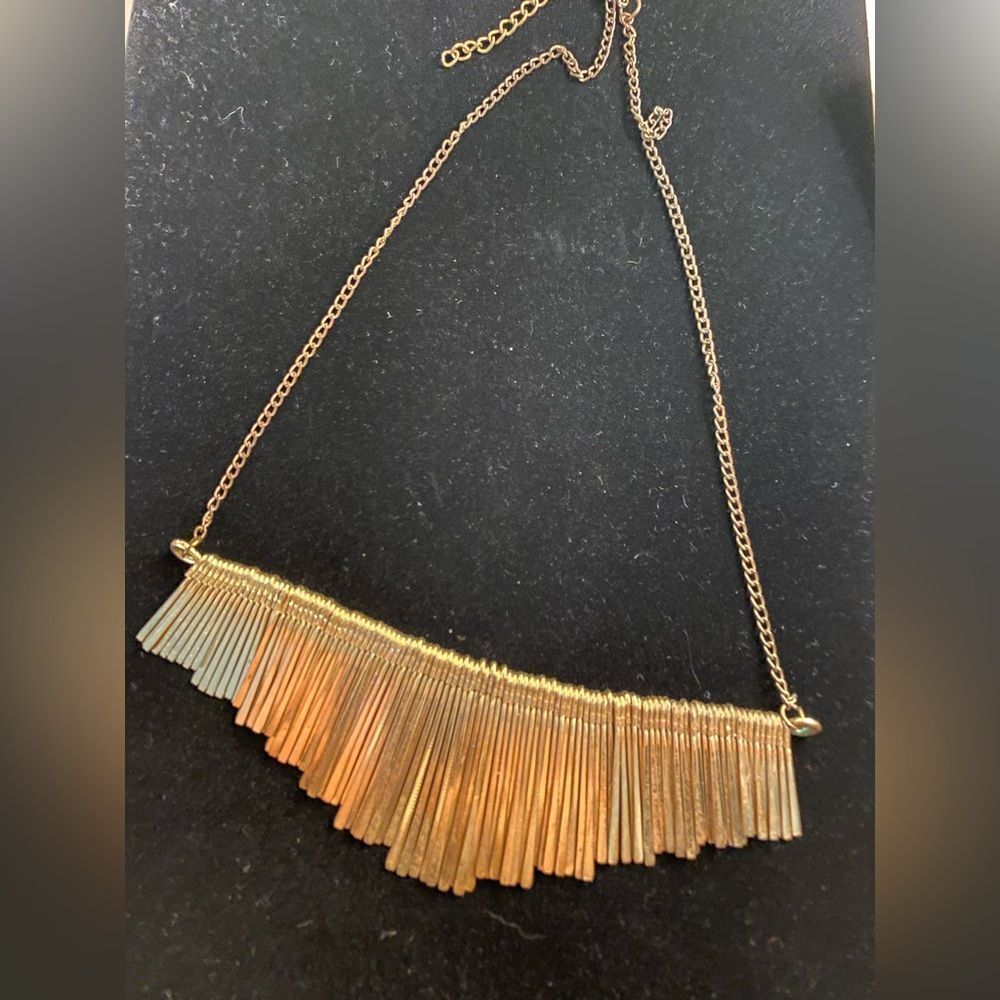 Minimalist Art Deco Style Golden Spike Necklace